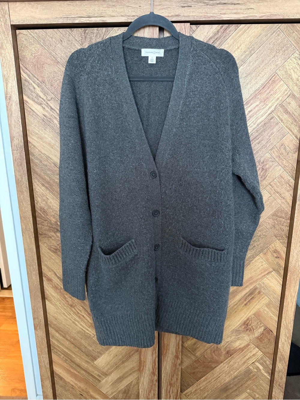 Treasure & Bond Charcoal Gray Long Button Cardigan